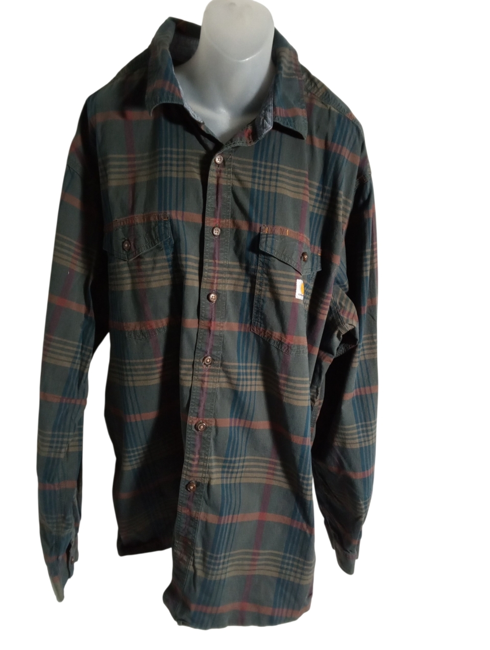 Carhartt Plaid Button Down Shirt Flap Pocket Workwear Long Sleeve Rugged Fit XXL